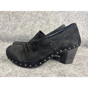 Dansko Shoes Womens Size 39 Black Suede Clog Heels Studded Slip On 7701020200